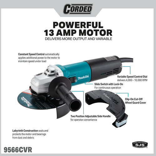 Makita 9566CVR Feature Shot (Callouts) - Thumbnail