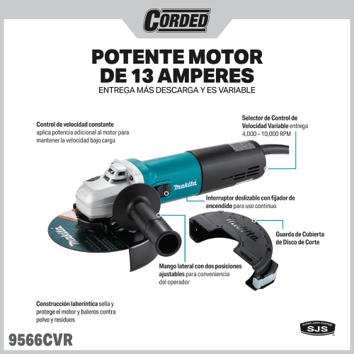 Makita 9566CVR Feature Shot (Spanish Callouts) - Thumbnail