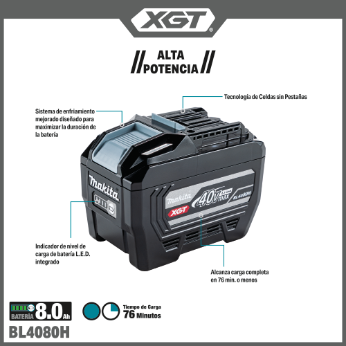 Makita BL4080H Feature Shot (Spanish Callouts) - Thumbnail