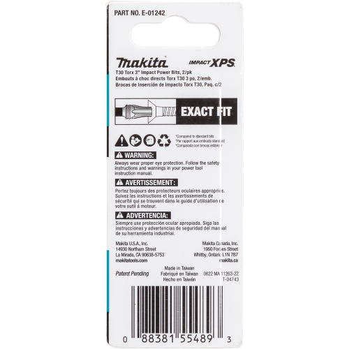 Makita E-01242 Packaging Shot (back) - Thumbnail