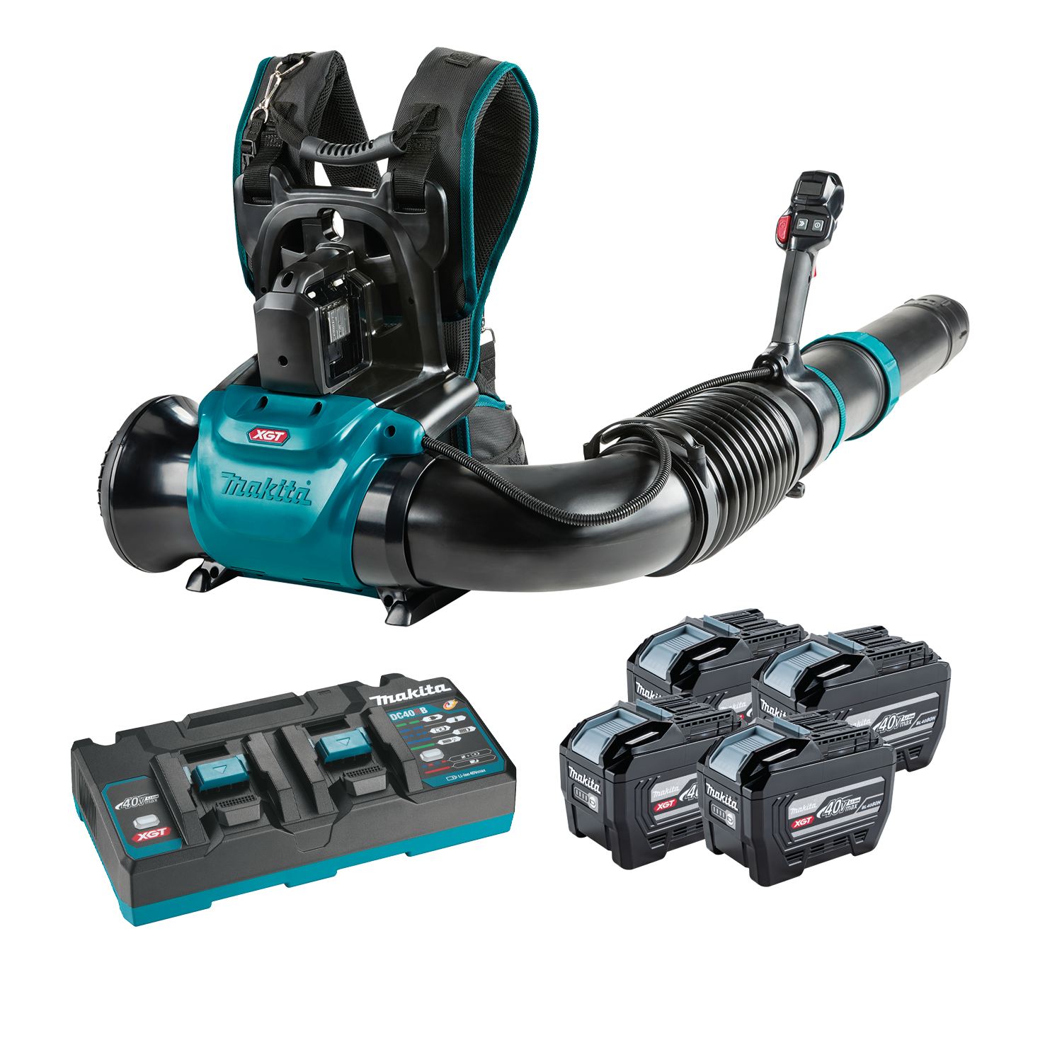 Juego de Sopladora tipo Mochila XGT® de 40V max sin Escobillas con 4 Baterías de Alta Potencia