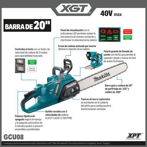 Makita GCU08 Feature Shot (Spanish Callouts) - Thumbnail