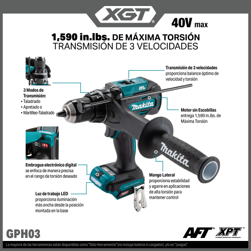 Makita GPH03 Feature Shot (Spanish Callouts) - Thumbnail