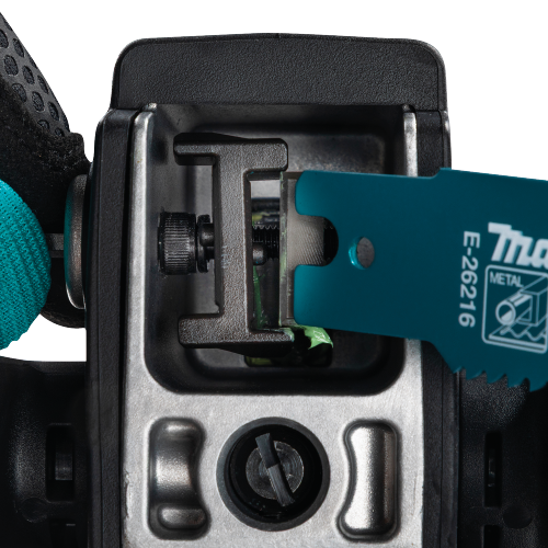 Makita GRJ03Z Feature Shot (inserting blade locking pin) - Thumbnail