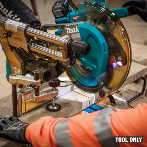 Makita GSL03Z Action Shot 2 (cutting 2x4) - Thumbnail