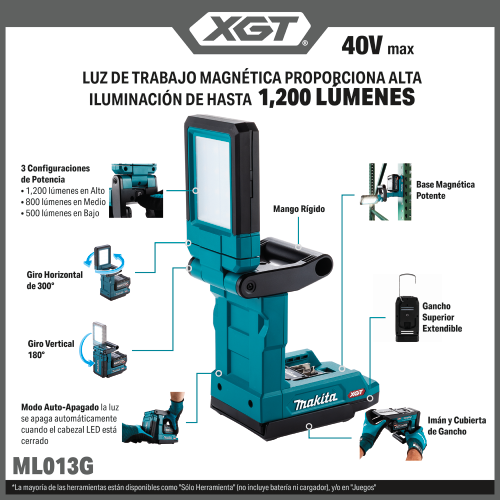 Makita ML013G Feature Shot (Spanish Callouts) - Thumbnail